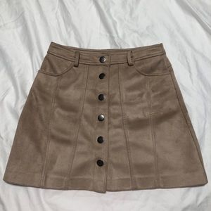 Mini Suede Skirt | Beige | (faux suede) | xs